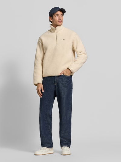 Lacoste Regular fit sweatshirt met schipperskraag Beige gemêleerd - 1
