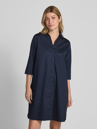 Milano Italy Knielanges Hemdblusenkleid mit Eingrifftaschen Marine 4