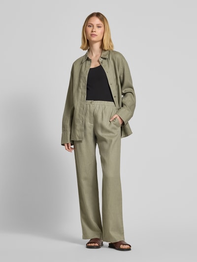 Samsøe Samsøe Spodnie materiałowe z zapięciem na guzik model ‘SATOVE’ Oliwkowy 1