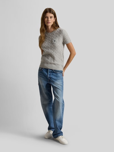 Polo Ralph Lauren Regular Fit Pullover aus Woll-Mix mit Logo-Stitching Mittelgrau Melange 1
