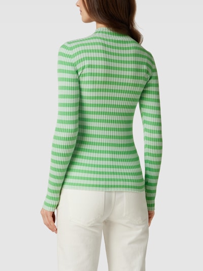 Armedangels Gebreide pullover met opstaande kraag, model 'ALAANI STRIPED' Groen - 5