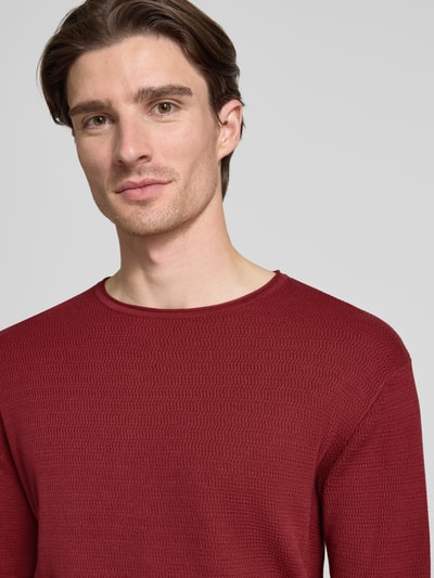 Tom Tailor Denim Sweter z dzianiny o kroju regular fit z czystej bawełny Rdzawoczerwony 3