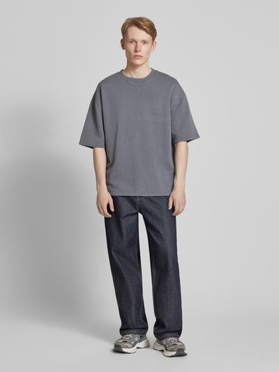 REVIEW T-Shirt mit Label-Print Dunkelgrau 1