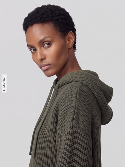 VERO MODA Regular Fit Pullover mit Kapuze und Tunnelzug Dunkelgruen 3