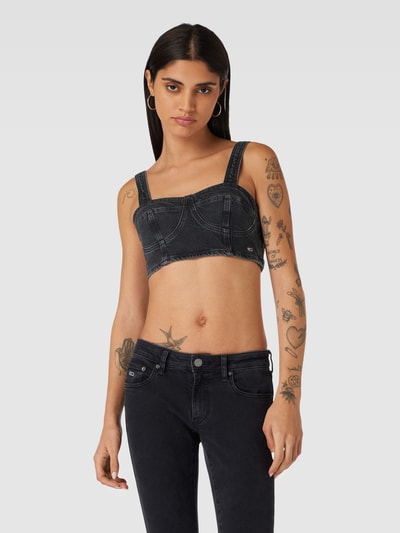 Tommy Jeans Crop Top mit Logo-Stitching Black 4