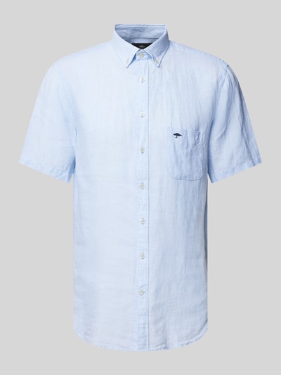 Fynch-Hatton Freizeithemd aus Leinen mit Button-Down-Kragen Modell 'Summer' Hellblau Melange 2