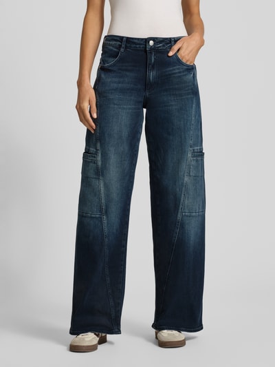ETIQUETT ESSENTIALS Wide leg jeans met strookzakken, model 'Lola' Donkerblauw - 4