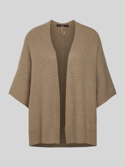 Windsor Kasjmier cardigan met opengewerkte voorkant Taupe - 2