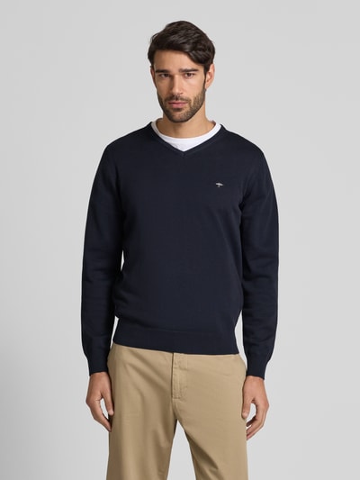 Fynch-Hatton Strickpullover mit Logo-Stitching Marine 4