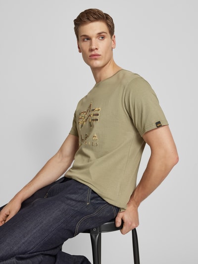 Alpha Industries T-shirt met labelprint Olijfgroen - 3