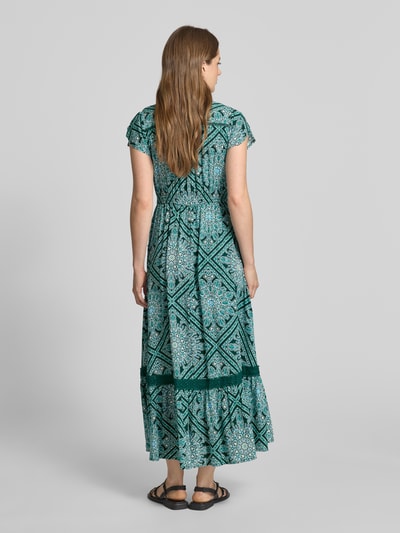 Apricot Maxikleid aus Viskose mit Knopfleiste Dunkelgruen 5