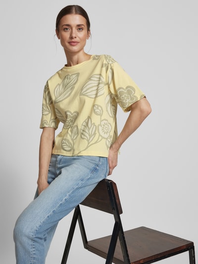 JAKE*S STUDIO WOMAN T-shirt met geribde ronde hals Pastelgeel - 3