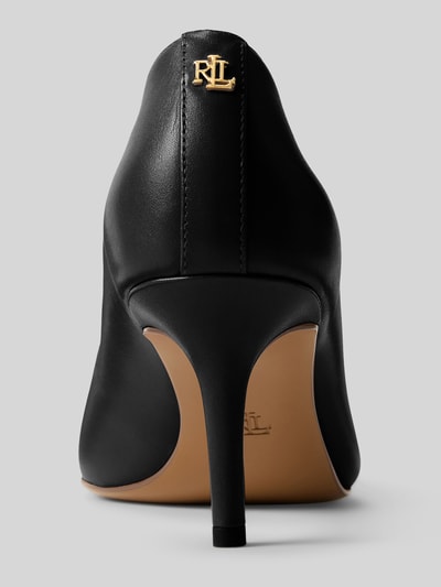 Produktfoto, Czółenka aus echtem Leder von Lauren Ralph Lauren, efekt: jednolity kolor, nosek buta spiczasty, obcas szpilka, aplikacja z logo z metalu, bez zapięcia, podeszwa gładka, wykończenie materiału: skóra gładka, materiał: naturalna skóra