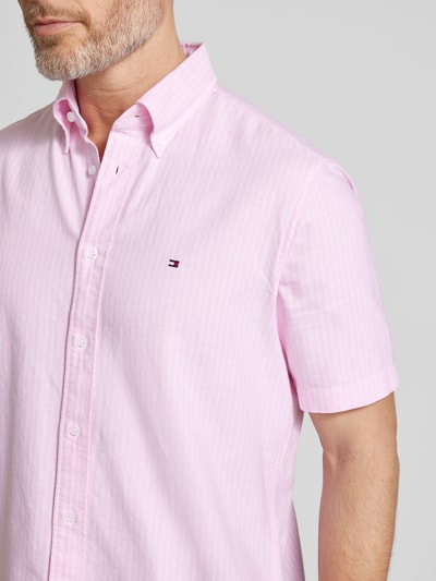 Tommy Hilfiger Regular Fit Business-Hemd mit Streifenmuster Rosa 3