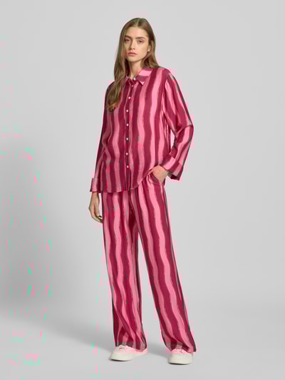 Colourful Rebel Wide leg stoffen broek met labelprints, model 'Melody' Felroze - 1