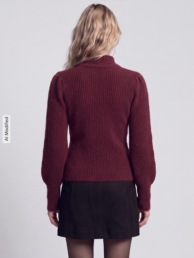 ONLY Sweter z bufiastymi rękawami model 'ONLKATIA' Bordowy 5
