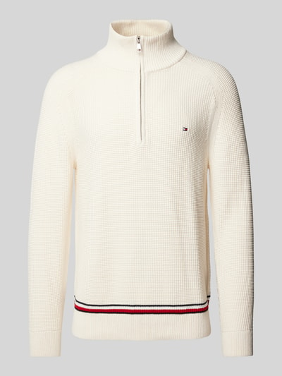 Tommy Hilfiger Strickpullover mit Label-Stitching Ecru 1