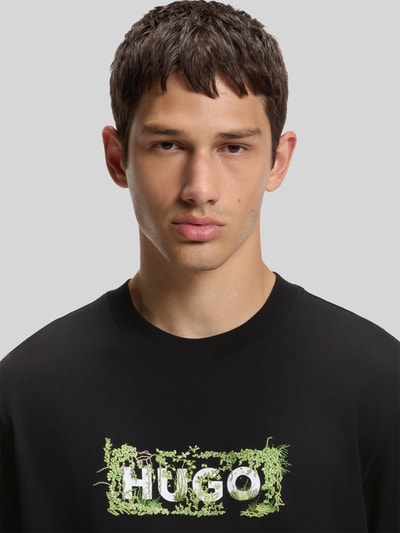 HUGO Blue t-shirt o kroju regular fit z czystej bawełny model 'Niviotee' BLACK 3