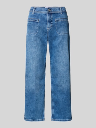 Productfoto, jeans in verkorte pasvorm Model 'LINN' van Angels, katoenmix met stretch, steekzakken, blauwe denim, recht model