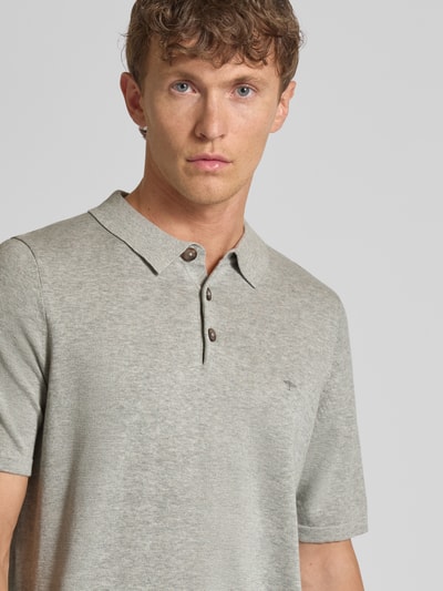 Fynch-Hatton Regular Fit Poloshirt in Strick-Optik Hellgrau 3