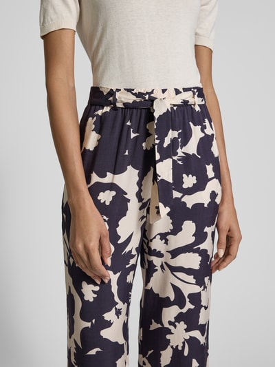 comma Straight Leg Stoffhose mit Bindegürtel Marine 3