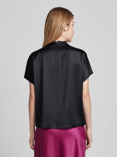 s.Oliver BLACK LABEL Loose fit satijnen blouse met korte mouwen en extra brede schouders Zwart - 5