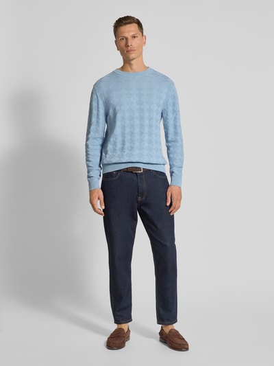 HUGO Gebreide pullover met ribboorden, model 'Sargyle' Lichtblauw - 1
