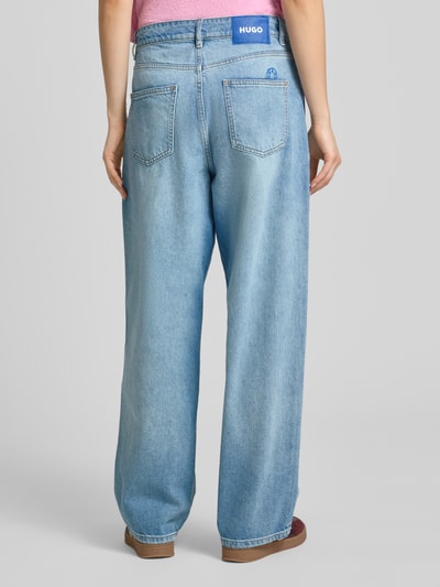 HUGO Blue Jeansy w kroju loose fit z czystej bawełny model 'LENI' Niebieski 5