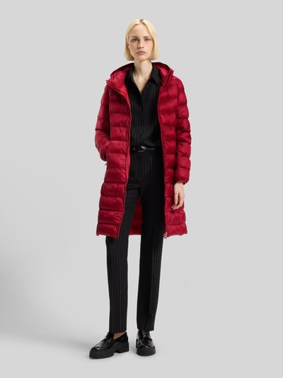 HUGO Regular fit gewatteerde lange jas met capuchon  Rood - 1