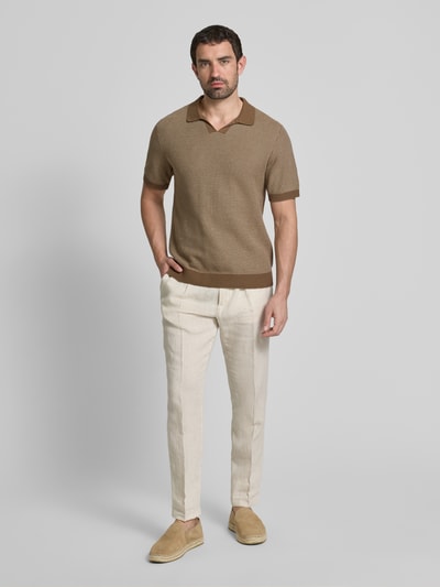 Jack & Jones Premium Regular fit poloshirt met V-hals, model 'CEASTON' Cognac - 1
