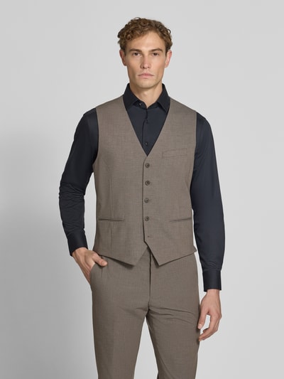 s.Oliver BLACK LABEL Slim Fit Weste mit Woll-Anteil Modell 'ULTIMATE' Hellbraun 4