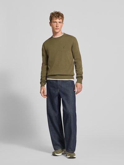 HUGO Blue Regular Fit Pullover aus reiner Baumwolle Modell 'San Celio-C' Oliv 1