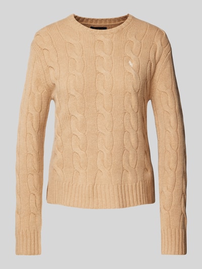 Polo Ralph Lauren Strickpullover mit Zopfmuster Camel Melange 2