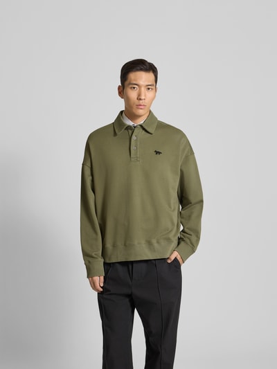 MAISON KITSUNÉ Oversized Sweatshirt aus Baumwolle Oliv 4
