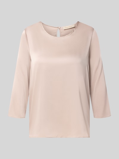 Produktfoto, Bluse aus Satin von Rinascimento in lichtbeige, Materiaalmix met stretch, getailleerd, ronde hals, met lange mouwen, ruglengte maat S 59 cm, mouwlengte maat S 48 cm