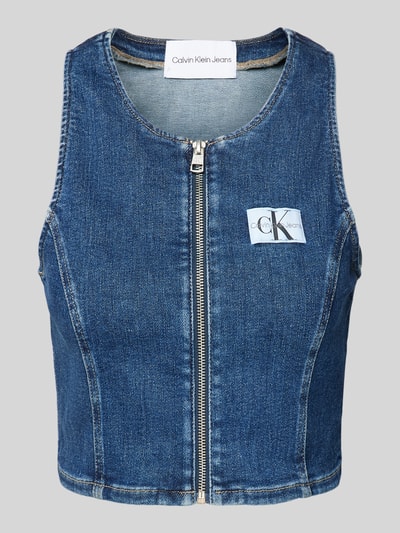 Calvin Klein Jeans Korte top met deelbare ritssluiting Jeansblauw - 2