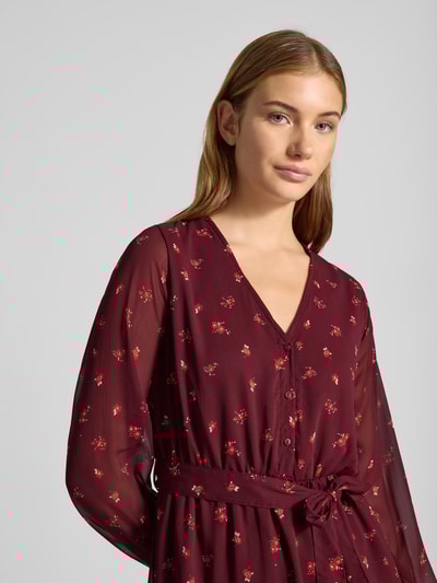 Only Tailliertes Freizeitkleid mit Ballonärmeln Modell 'CERA' Bordeaux 3