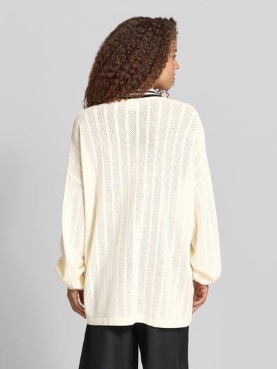 Karo Kauer Oversized Longsleeve in Strick-Optik mit Polokragen Offwhite 5