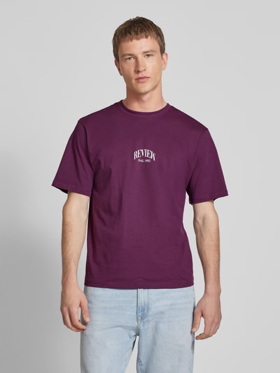 REVIEW T-Shirt mit Label-Print Pflaume 4