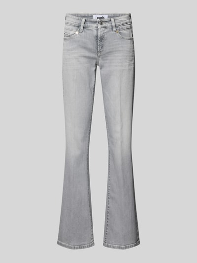 Produktfoto, Flared Fit Jeans aus Baumwoll-Mix von Cambio, mieszanka bawełny i elastanu, 5 kieszeni, szerokość w rozmiarze 36: 38 cm, długość wewnętrzna nogawki: 83 cm, kolor jasnoszary, gładka faktura