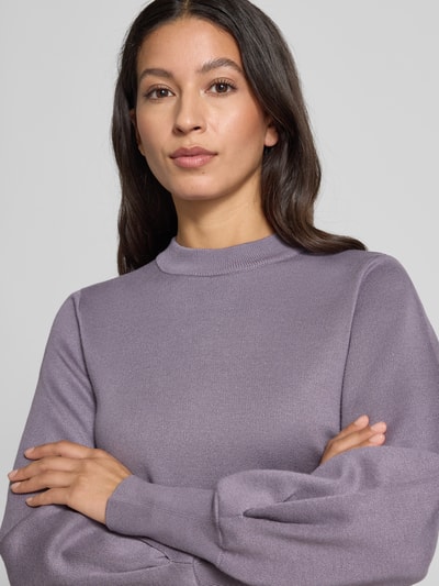 Jake*s Collection Sweter z dzianiny z prążkowanymi wykończeniami Lawendowy 3