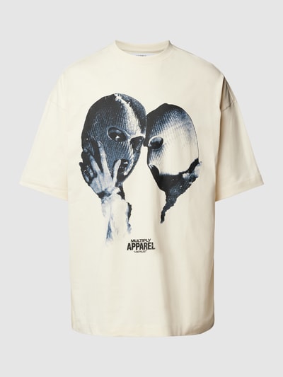Multiply Apparel T-shirt typu oversized z nadrukiem z motywem Beżowy 2