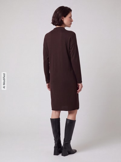 s.Oliver RED LABEL Knielanges Kleid mit Seitenschlitzen Dunkelbraun 5