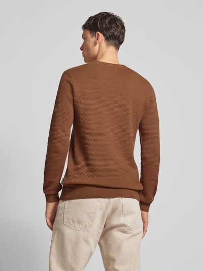 Blend Strickpullover mit Strukturmuster Cognac 5