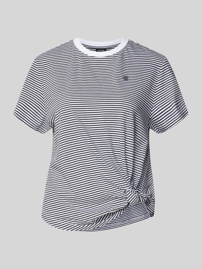 Produktfoto, Relaxed Fit T-Shirt aus reiner Baumwolle mit geknotetem Saum von G-Star RAW, schwarz-weiß gestreift, glatte Textur