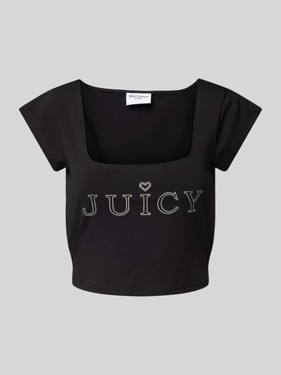 Juicy Couture Cropped T-Shirt mit Karree-Ausschnitt Modell 'REGAL' Black 1