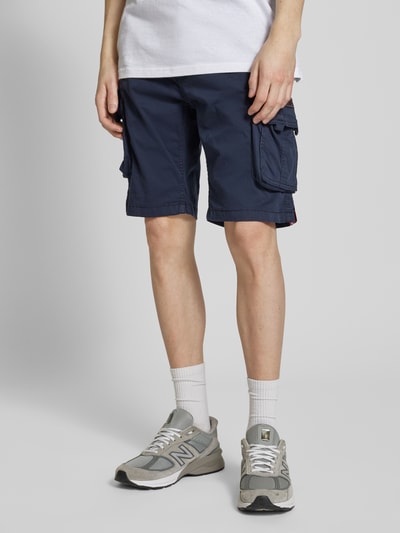 Alpha Industries Regular fit korte cargobroek met labelstitching, model 'CREW SHORT' Donkerblauw - 4