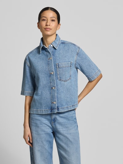 Marc O'Polo Regular Fit Jeansbluse aus Lyocell-Mix mit Leinen und Baumwoll-Anteil Ocean Melange 4