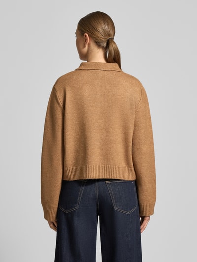 More & More Kurtka z dzianiny z wykładanym kołnierzem i listwą guzikową Camel 5