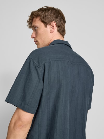Jack & Jones Premium Regular Fit Freizeithemd aus Baumwoll-Mix mit Leinen-Anteil Modell 'MONTANA' Dunkelblau 3